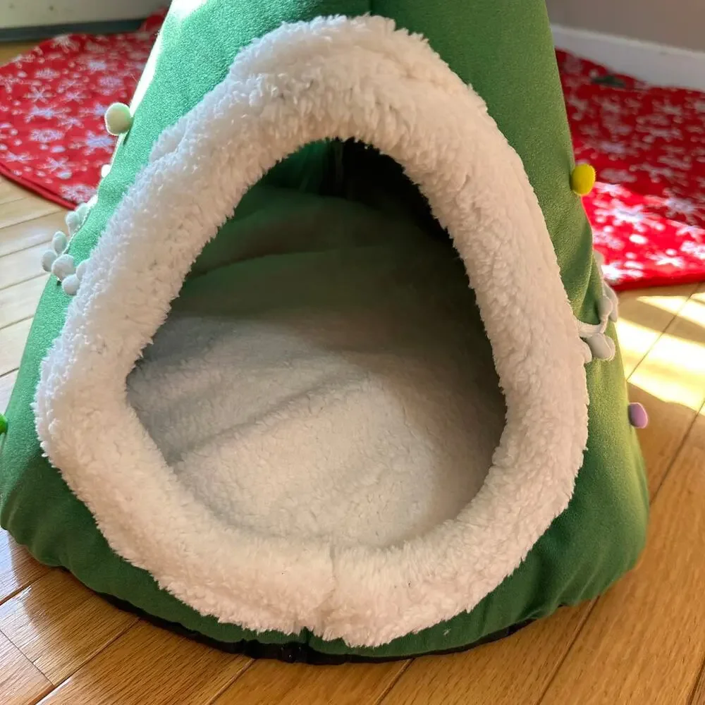 Christmas Pet House Tent Warm Sleeping Bed Indoor for Cat and Puppy